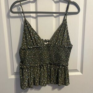 Storia Green Smocked Peplum Camisole